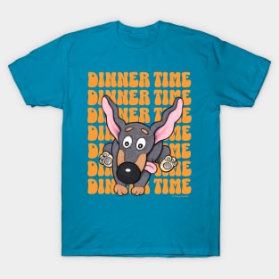 Funny Cute Dachshund Doxie Dog Running for Dinner T-Shirt